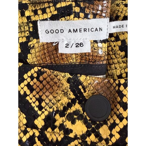 Good American Good Icon Snake Faux Leather Pants Animal Print Size 2 NEW - Picture 5 of 7